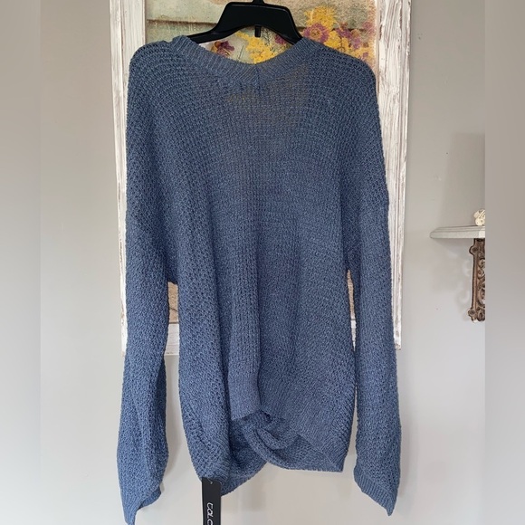 NEW W/Tag Talent Steel Blue Twisted Tie Sweater 2X Lightweight V-Neck - Picture 3 of 6